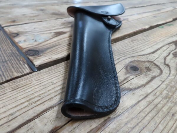 Holster, black leather, left draw