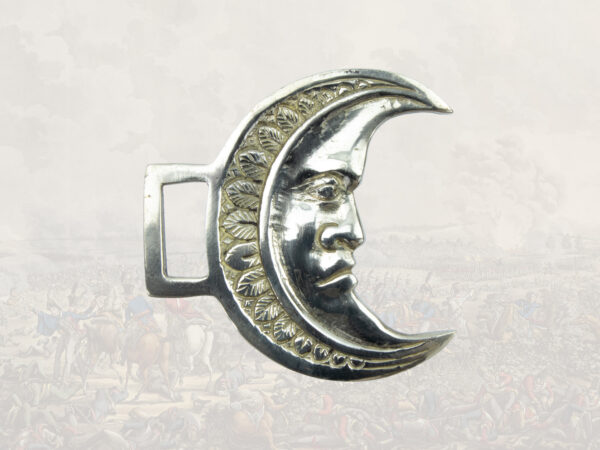 Throat-latch crescent, white metal