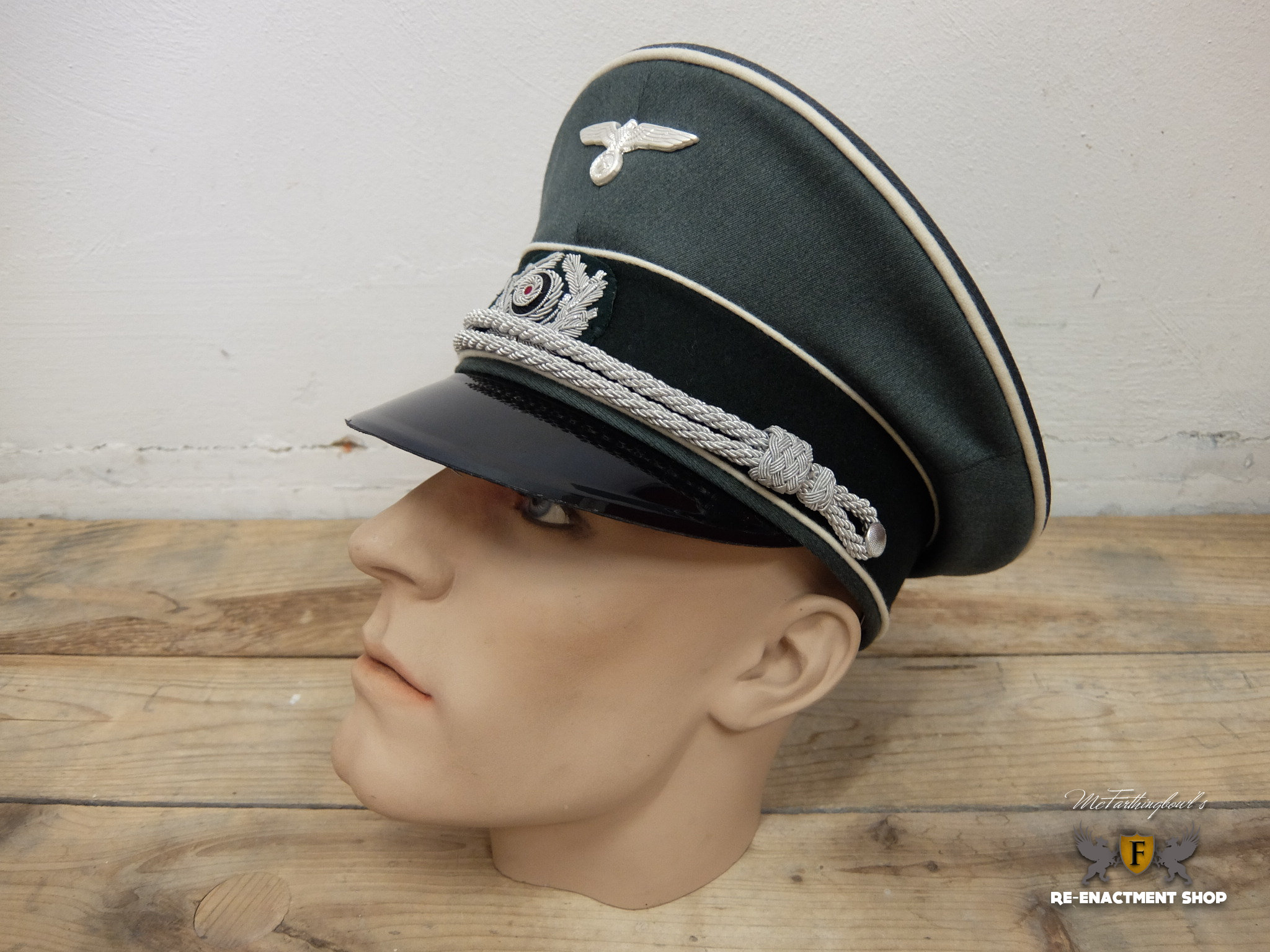 56cm 59cm Schirmmütze General Wehrmacht WK2 WW2 Feldgrau Gr 57cm