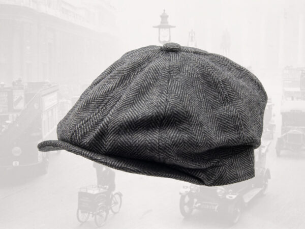 8-panel cap, herringbone, grey