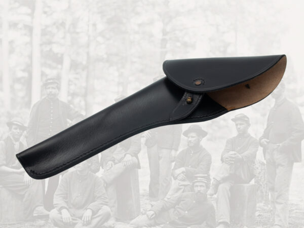 Holster, black leather, left draw