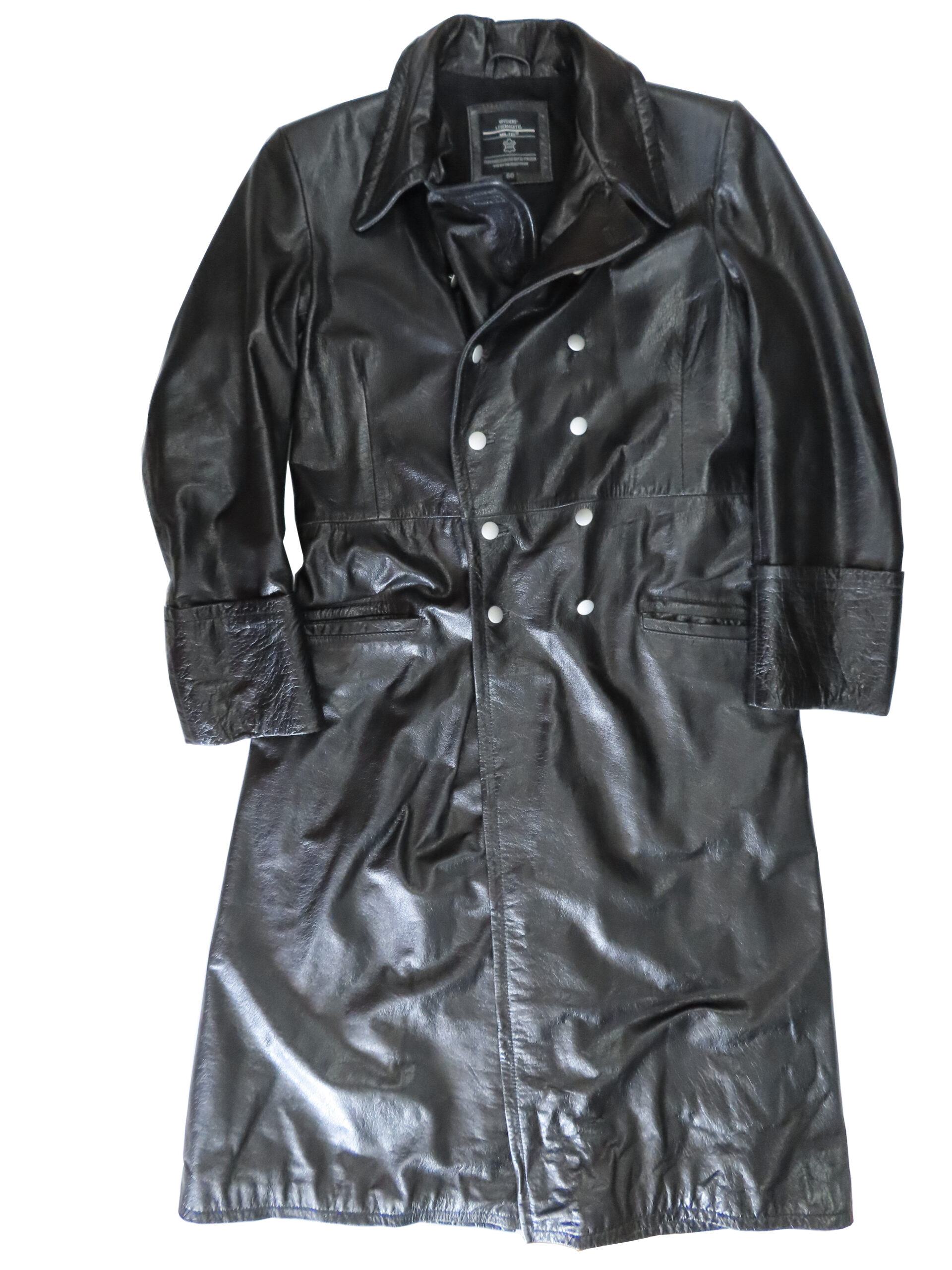 Offizier Mantel, black leather - Image 2